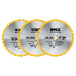 DeWalt Construction Saw Blade - 3-Piece Set - 12-in Dia - 32T And 80T - Tungsten Carbide Teeth