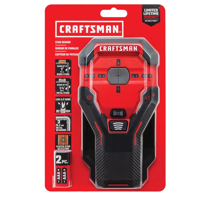 Craftsman Stud Sensor - 1 1/2" To 3" Depth - Red And Black 5 Craftsman Stud Sensor - 1 1/2" To 3" Depth - Red And Black - Image 3