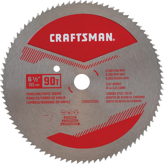 Craftsman Panelling Circular Saw Blade - 6 1/2-in Dia - 90 Tooth - Carbon Steel 4 Craftsman Panelling Circular Saw Blade - 6 1/2-in Dia - 90 Tooth - Carbon Steel - Image 2