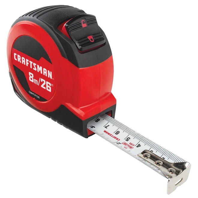 Craftsman Self-Locking Measuring Tape - 1'' X 26' - Red 3 Craftsman Self-Locking Measuring Tape - 1'' X 26' - Red
