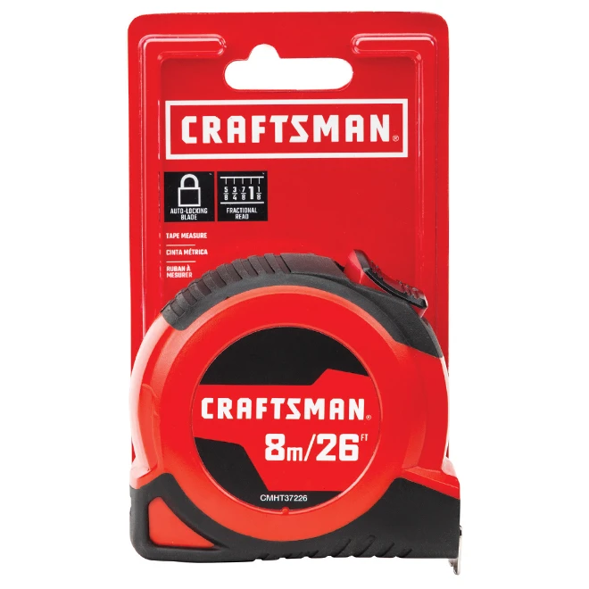 Craftsman Self-Locking Measuring Tape - 1'' X 26' - Red 4 Craftsman Self-Locking Measuring Tape - 1'' X 26' - Red - Image 2