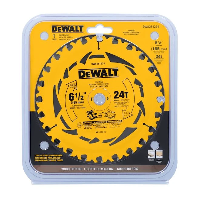 DeWalt Framing Circular Saw Blade - Carbide-tipped - 6 1/2-in Dia - 24 Tooth 3 DeWalt Framing Circular Saw Blade - Carbide-tipped - 6 1/2-in Dia - 24 Tooth