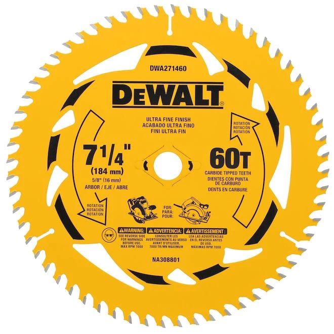 DeWalt Wood Circular Saw Blade 7 1/4-in Dia 60 Carbide Tooth - ATB Grind 3 DeWalt Wood Circular Saw Blade 7 1/4-in Dia 60 Carbide Tooth - ATB Grind