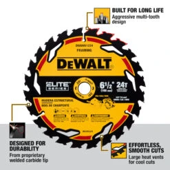 DEWALT Elite Series Carbon Steel Circular Saw Blade - 6.5-in - 24 Teeth