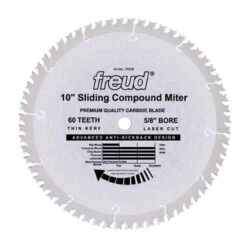 Freud Sliding Compound Mitre Saw Blade - Carbide - 10-in Dia - 60 Tooth