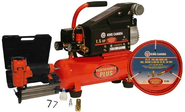 King Air Compressor With Finishing Nailer - 2-gal. - 115 Psi - 1.5 HP 3 King Air Compressor With Finishing Nailer - 2-gal. - 115 Psi - 1.5 HP