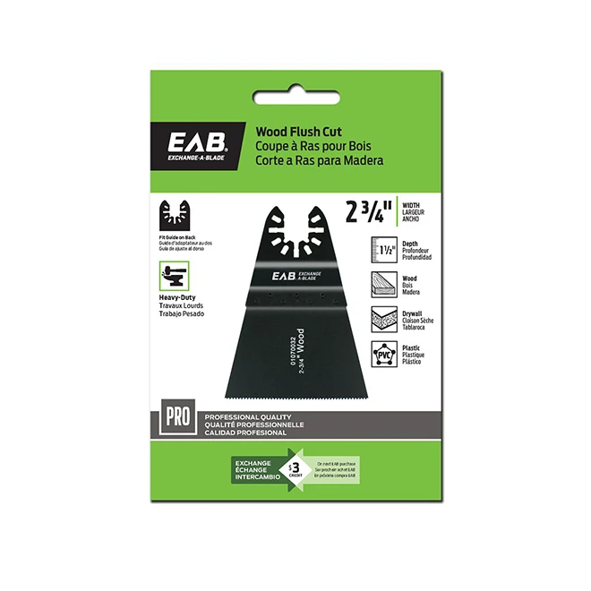 EXCHANGE-A-BLADE EAB Universal Oscillating Flush Cut Blade - 2 3/4-in W X 3 1/2-in L - High Carbon Steel - Suitable For Wood 3 EXCHANGE-A-BLADE EAB Universal Oscillating Flush Cut Blade - 2 3/4-in W X 3 1/2-in L - High Carbon Steel - Suitable For Wood