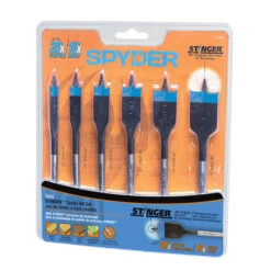 Spyder Stinger Spade Drill Bits - Black Oxide Coated High-Speed Steel - Set Of 6 - 1/4-in Hex Shank -Tool Nomic Sales 16415001ba L