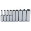 Unitool Deep Sockets - Chrome Finish - 1/4-in Drive - Assorted Sizes - Set Of 9