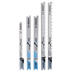 Bosch 5-pc Jigsaw Blade Set - Assorted Sizes - U-Shank Shaft - High-Carbon Steel