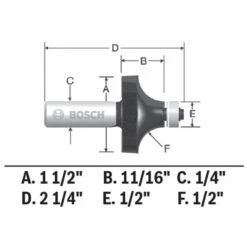 Bosch 1/2-in X 11/16-in Carbide-Tipped Roundover Bit 9 Bosch 1/2-in X 11/16-in Carbide-Tipped Roundover Bit -Tool Nomic Sales 19836028c L