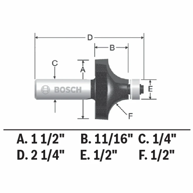 Bosch 1/2-in X 11/16-in Carbide-Tipped Roundover Bit 5 Bosch 1/2-in X 11/16-in Carbide-Tipped Roundover Bit - Image 3