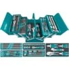 Total Tools Standard (SAE) And Metric Polished Chrome Mechanics Tool Set With Metal Tool Chest - 59-Piece