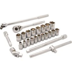 Dynamic Tools 25-piece Metric 1/2-in Drive 6-point Shallow Socket Set