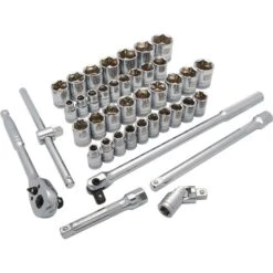 Dynamic Tools 41-piece SAE And Metric Combination 1/2-in Drive 6-point Shallow Socket Set