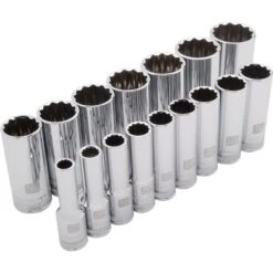 Dynamic Tools 16-piece SAE 1/2-in Drive 12-point Deep Socket Set