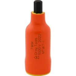 Gray Tools 7mm X 3/8-in Drive Standard Length Hex Head, Insulated Socket