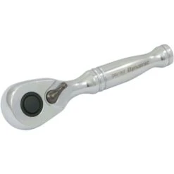 Dynamic Tools 1/4-in Drive Stubby 48-Tooth Chrome Finish Ratchet, 3.5-in Long