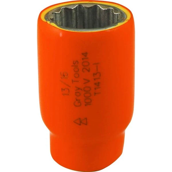 Gray Tools Socket 13/16-in X 1/2-in Drive, Standard Length Socket, 1000V Insulated 3 Gray Tools Socket 13/16-in X 1/2-in Drive, Standard Length Socket, 1000V Insulated