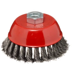 EXCHANGE-A-BLADE EAB Threaded Arbor Cup Brush - Carbon Steel - Knotted Wire - 1 Per Pack - 4-in Dia