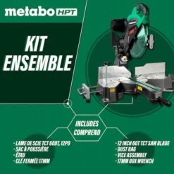 Metabo HPT Dual Bevel Sliding Mitre Saw With Laser - 12-in - Aluminum -Tool Nomic Sales 37815204c L