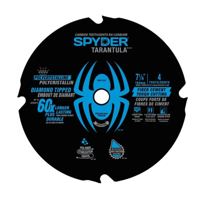 Spyder Tarantula 7-1/4-in Circular Saw Blade For Fiber Cement - 4 Diamond Teeth 3 Spyder Tarantula 7-1/4-in Circular Saw Blade For Fiber Cement - 4 Diamond Teeth