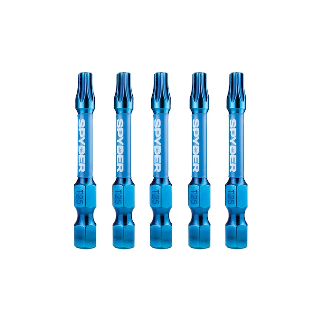 Spyder Mach-Blue T25 5-Piece 1/4-in X 2-in Torx Impact Driver Bit 3 Spyder Mach-Blue T25 5-Piece 1/4-in X 2-in Torx Impact Driver Bit
