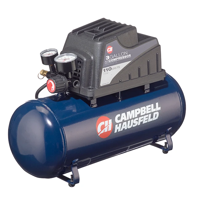 Campbell Hausfeld Horizontal 0.33-HP Air Compressor - 3-gal. - 125 Psi - Blue 3 Campbell Hausfeld Horizontal 0.33-HP Air Compressor - 3-gal. - 125 Psi - Blue