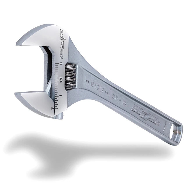 Channellock Adjustable Wrench - Chrome Finish - 4-Thread Knurl - 10-in L 3 Channellock Adjustable Wrench - Chrome Finish - 4-Thread Knurl - 10-in L