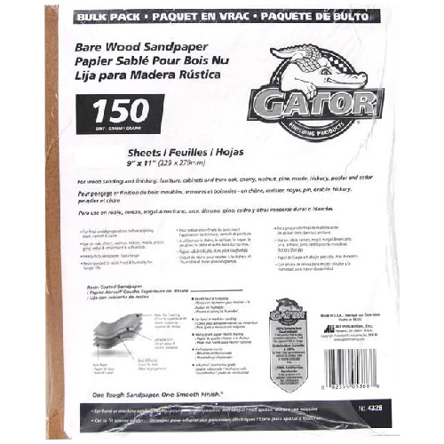 Gator Bare Wood Fine Sandpaper 150 Grit - 120/Pack 3 Gator Bare Wood Fine Sandpaper 150 Grit - 120/Pack