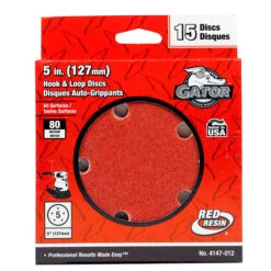 Gator Hook And Loop Sanding Discs - 5-in Dia - 80 Grit - 5 Holes - 15 Per Pack