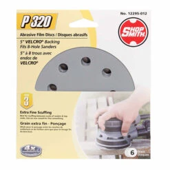 ShopSmith Abrasive Film Discs With Velcro Backing - 5-in Dia - 8 Holes - P320 Grit - Aluminum Oxide - 6 Per Pack
