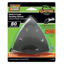 Rust-Oleum Gator 80-Grit 6-Hole Detail Sanding Sheets - 12-Pack