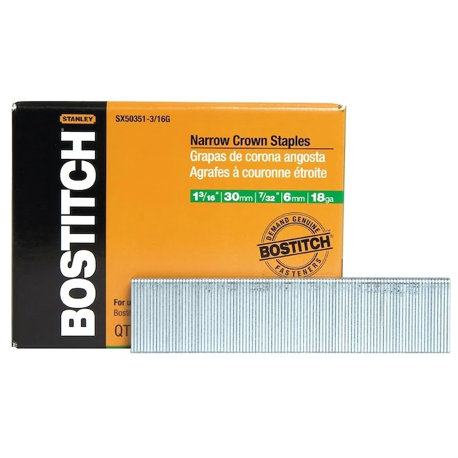 Bostitch 1-in Leg 3/16-in Narrow Crown 18-Gauge Collated Finish Staples (3000-Count) 3 Bostitch 1-in Leg 3/16-in Narrow Crown 18-Gauge Collated Finish Staples (3000-Count)