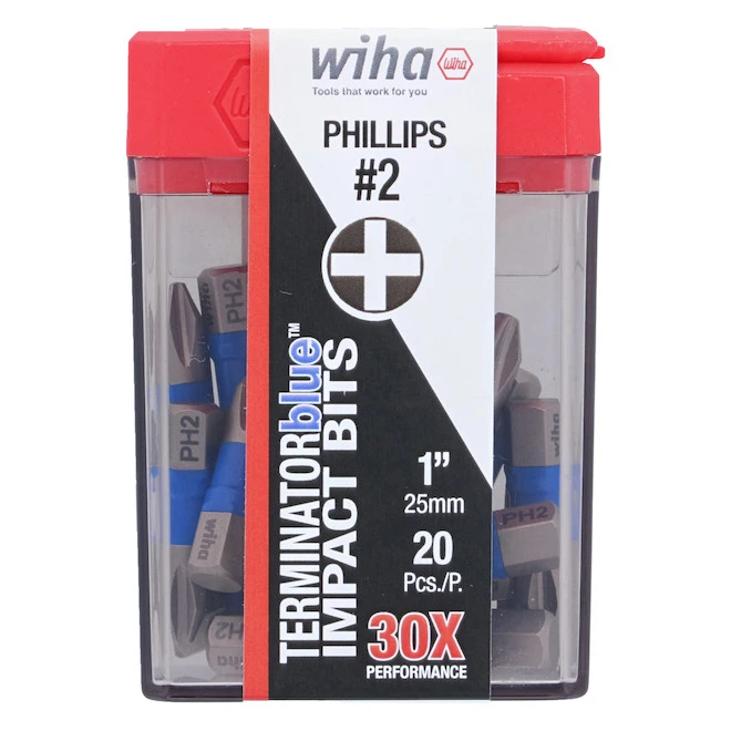 Wiha TerminatorBlue Impact Steel #2 Phillips Screwdriver Bits - 1-in - 20 Pieces 4 Wiha TerminatorBlue Impact Steel #2 Phillips Screwdriver Bits - 1-in - 20 Pieces - Image 2